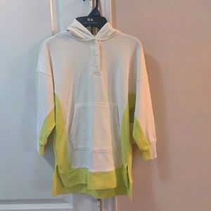 Free Assembly Girls Hoodie Dress Green and Cream Size XS 4/5